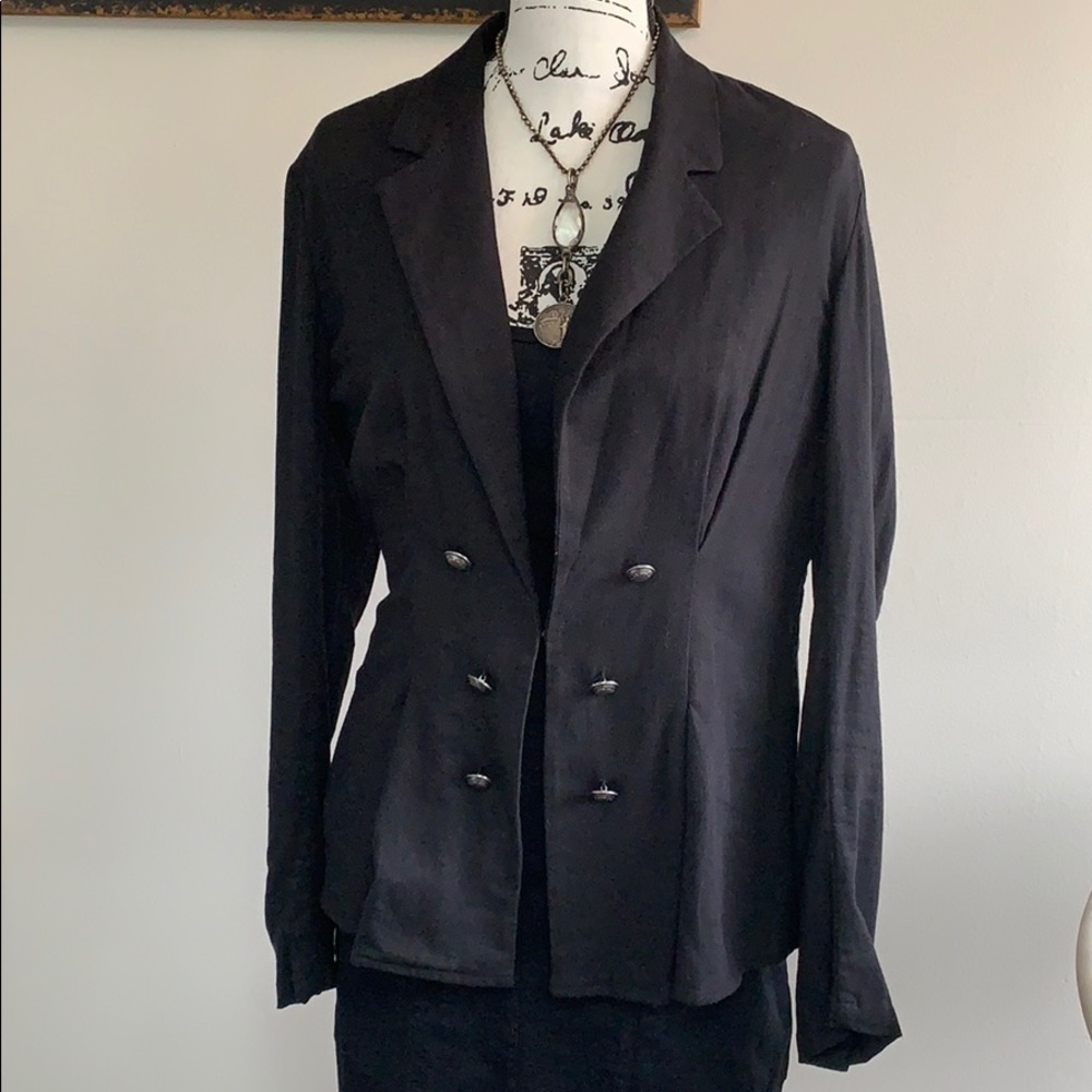 Free People Cinched Waist Linen Military Blazer